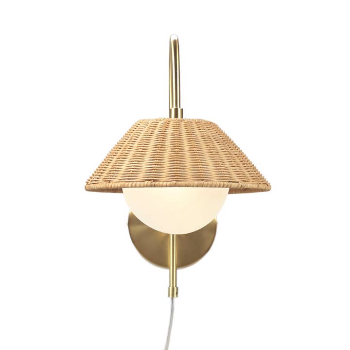 Olliix - Wholesale Sconce - Rattan Weave Gold Plug-in Wall Scone Light4