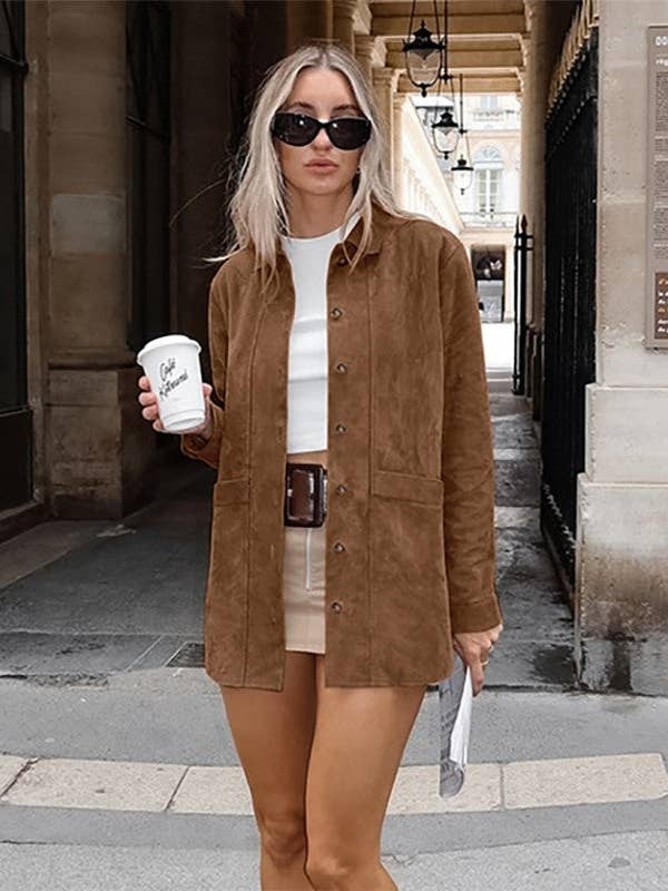 Brown Loose Collar Suede Jacket and other Purchase Wholesale brown jacket. Free Returns & Net 60 Terms on Faire trending on Faire.