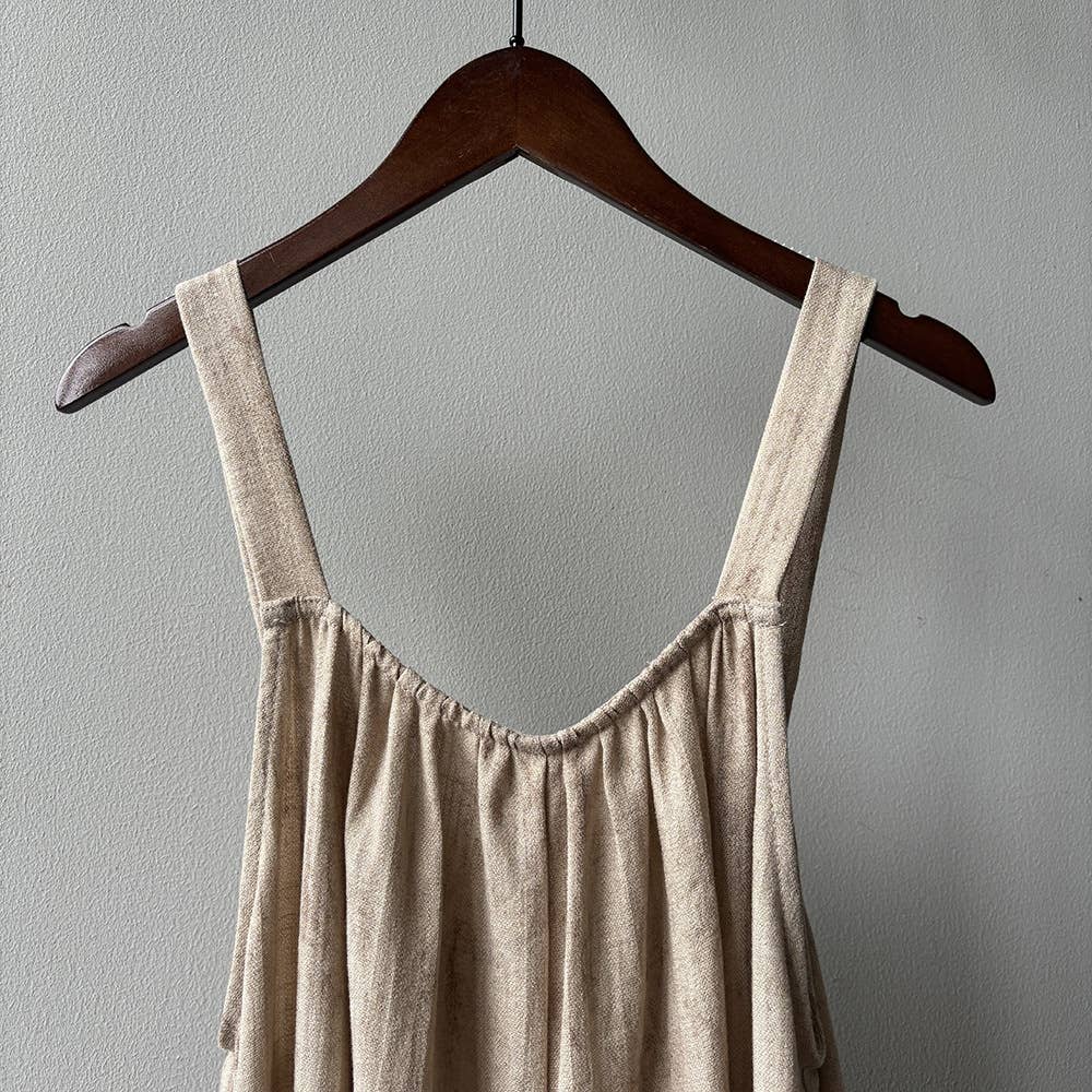 beige Slouchy overalls with 4% linen blend for wholesale on Faire3