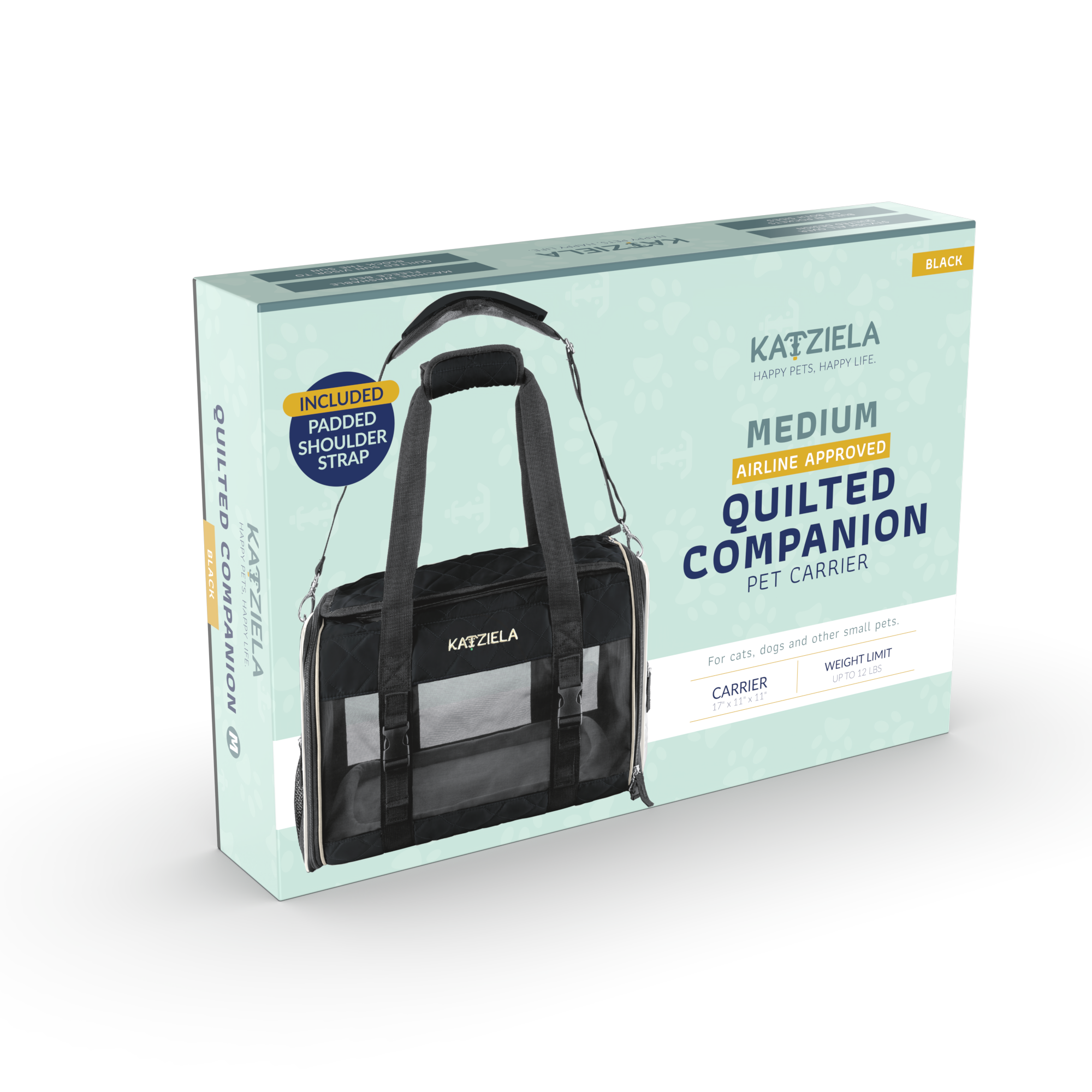 Katziela - Wholesale Pet Carrier - Cat/Dog - Airline Approved Quilited Companion Cat & Dog Carrier Black7