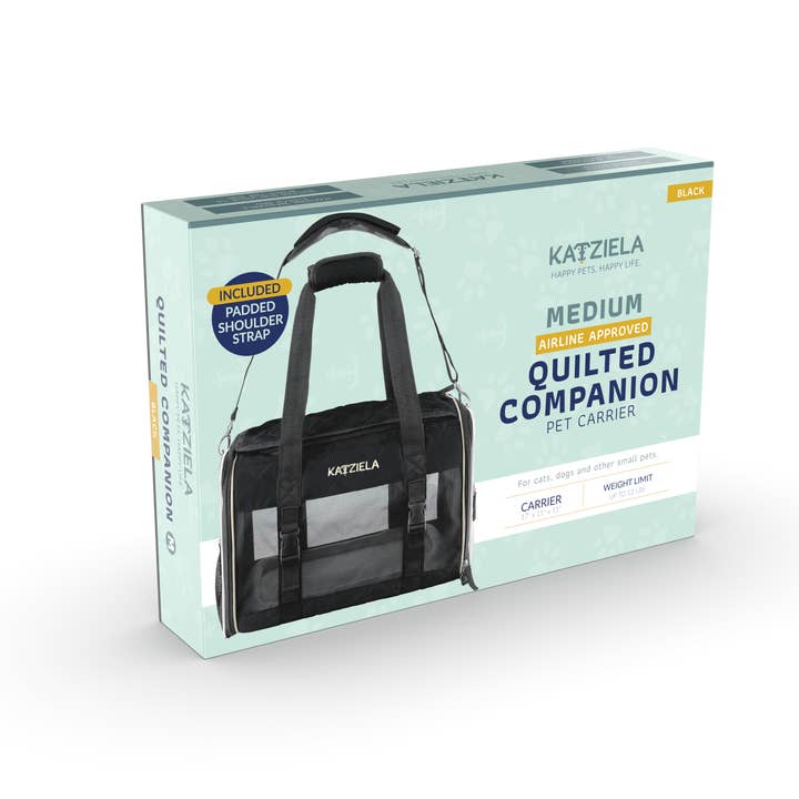 Katziela - Wholesale Pet Carrier - Cat/Dog - Airline Approved Quilited Companion Cat & Dog Carrier Black7