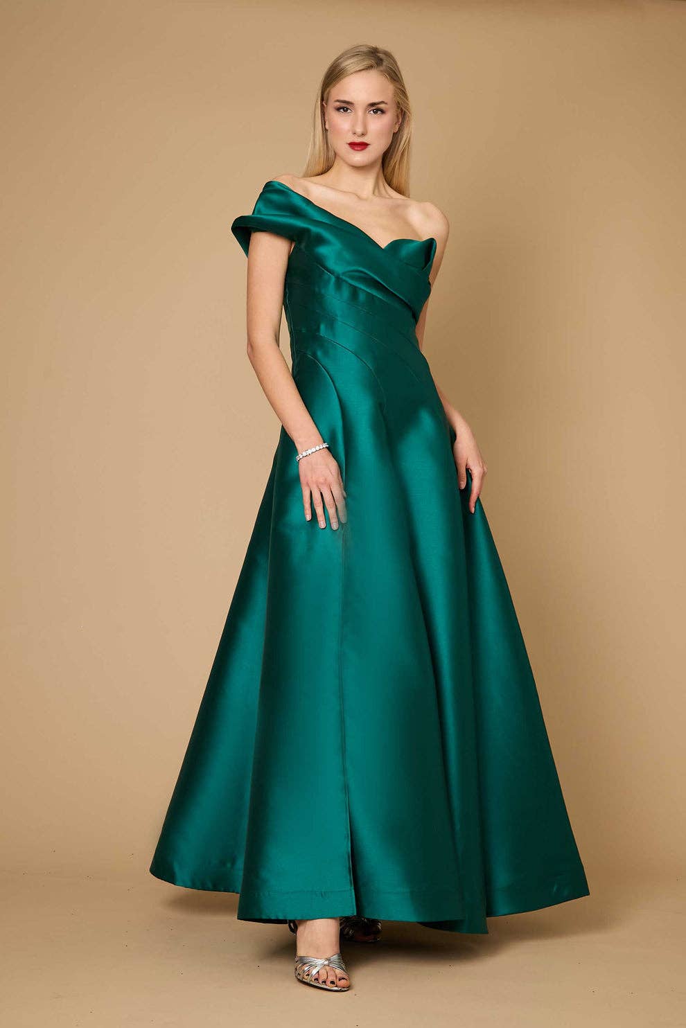 Kos Couture - Wholesale Gown - Women's - Classy Satin One-Shoulder Long Gown A Line with Slit8