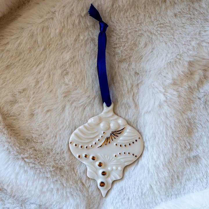 White Bauble Ornament for wholesale by Sojourn Studio