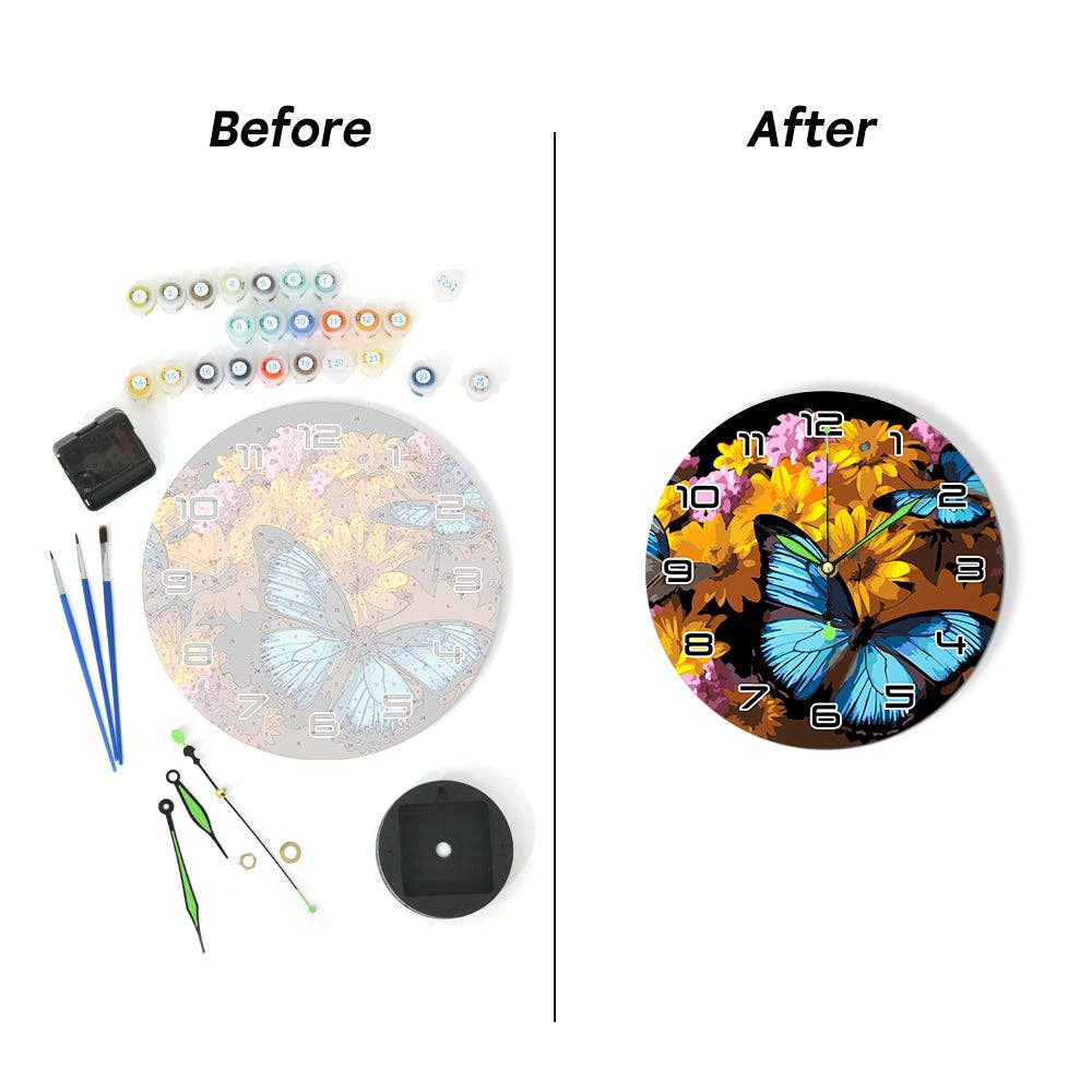 Paint Your Numbers - Wholesale DIY Craft Kit - Paint the Moment – Butterfly Bloom Clock Kit26