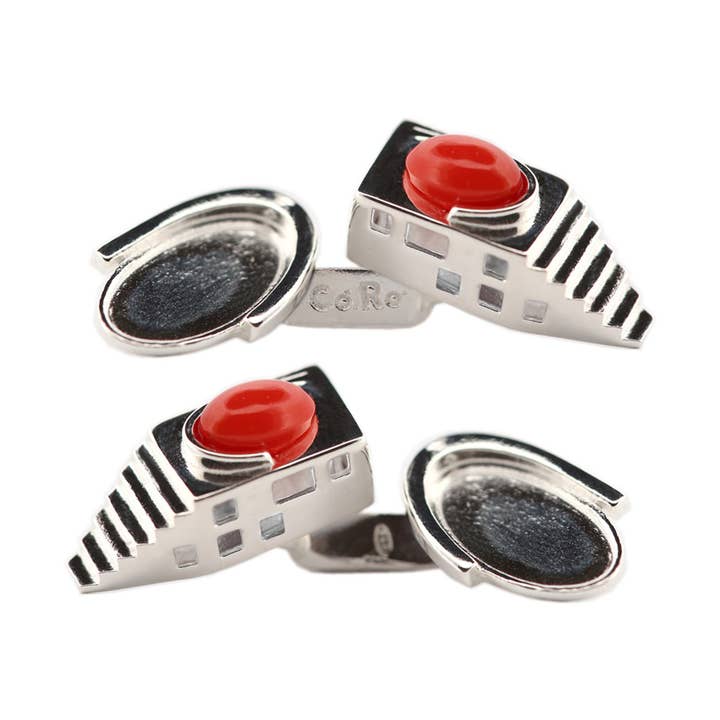 Villa Malaparte manchetknopen 925 sterlingzilver en koraal voor wholesale door Co.ro Jewels