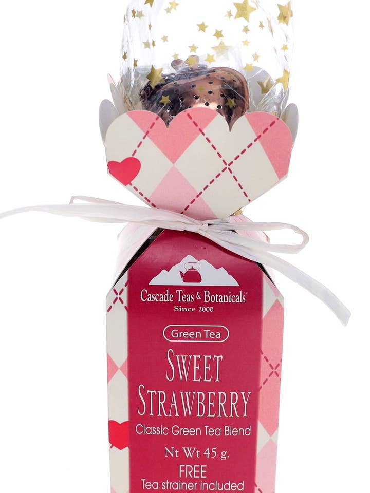 Valentinsdag Gave – Gourmet Grøn Te Sæt med Infuser 💖 for engroshandel hos Cascade Teas & Botanicals