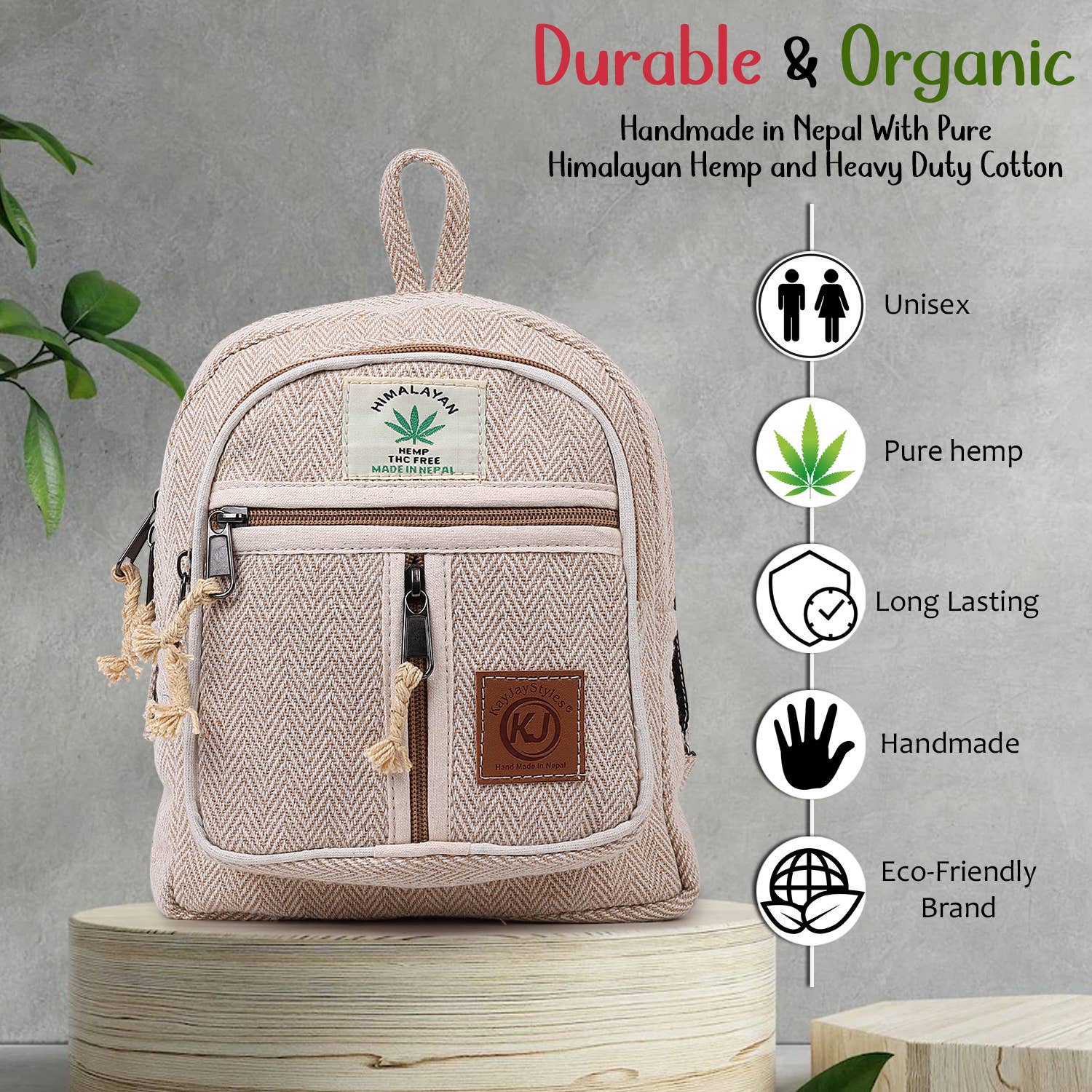 Lungta Imports - Wholesale Backpack - Women's - Handmade Lightweight Natural Hemp Himalayan Nepal Minipack3