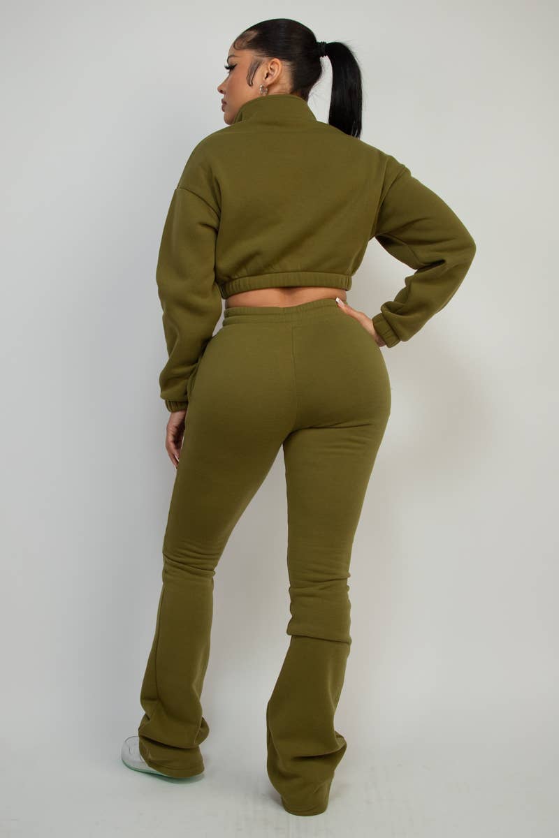 Boswell - Wholesale Lounge Set - Women's - FLEECE HALF ZIP TOP AND PANTS SETS5