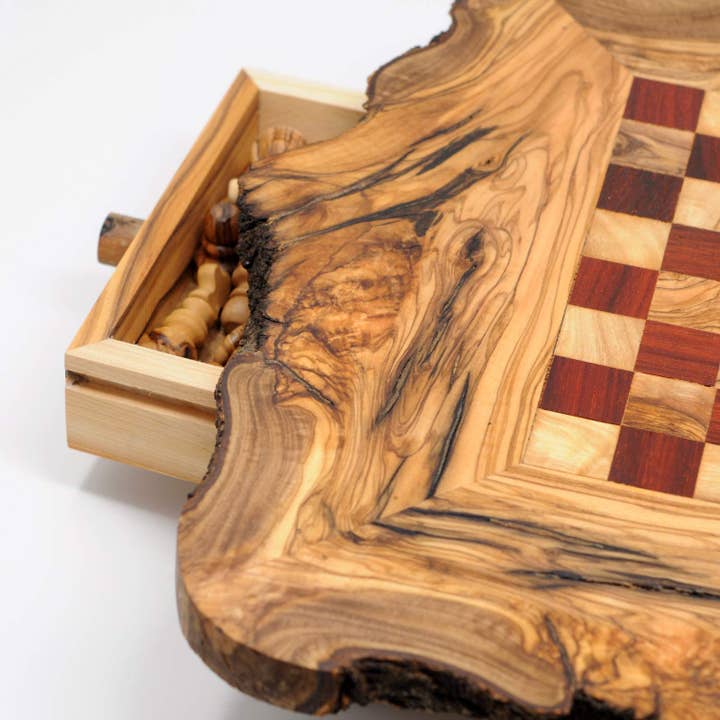 BeldiNest - Wholesale Board Game - Rustic Red Olive Wood Chess Set- Luxury Edition1