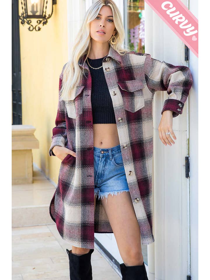 Sweet Lovely by Jen - Wholesale Shirt Jacket/Shacket - Women's - PLUS SIZE SHACKET /PLAID COAT39