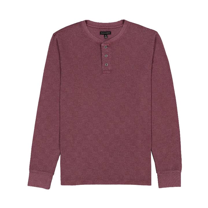 MEN'S L/S JAQUARD ACID WASH HENLEY for wholesale by Silver Jeans