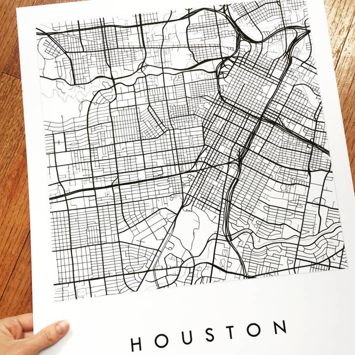 Turn-of-the-Centuries - Wholesale Art Print - Houston Texas City Lines Map ART PRINT
