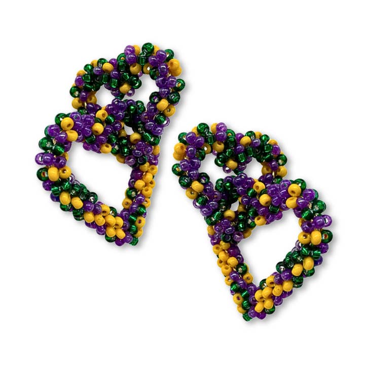 Purple, Green and Yellow Beaded Cluster Drop Earrings (Pair) for wholesale by Plush Appeal LLC