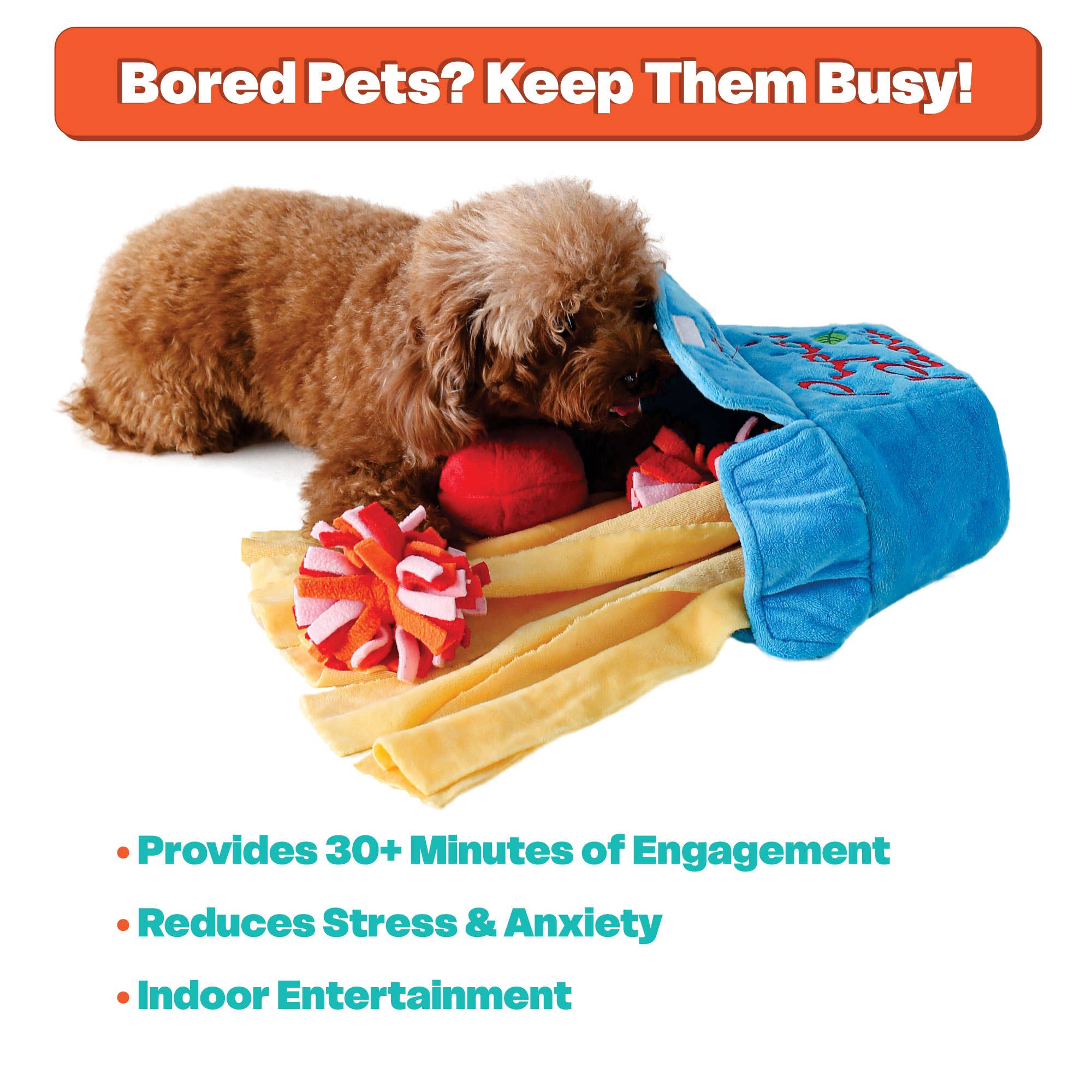 LUFTPETS - Wholesale Pet Plush Toy - Dog - Pasta Snuffle Toy for Dogs – Crinkly & Squeaky Enrichment 3