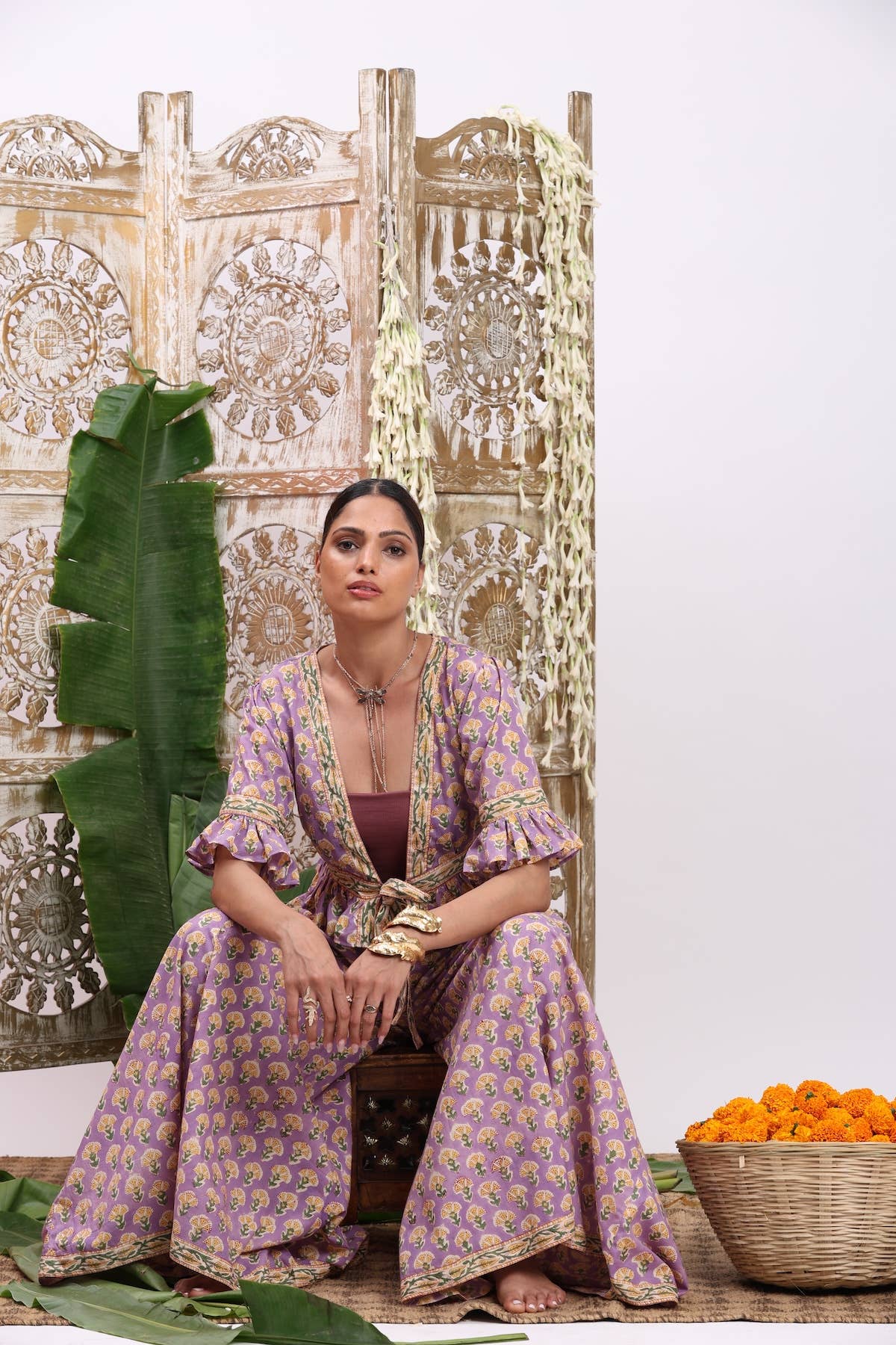 The Fox and The Mermaid - Wholesale Pants - Women's - Block Printed Palazzo Pants and Optional Top (Althea: Iris)7