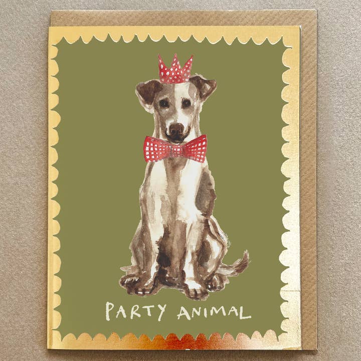 'Party Animal Dog' Greetings card FP3548 for wholesale by Poet and Painter