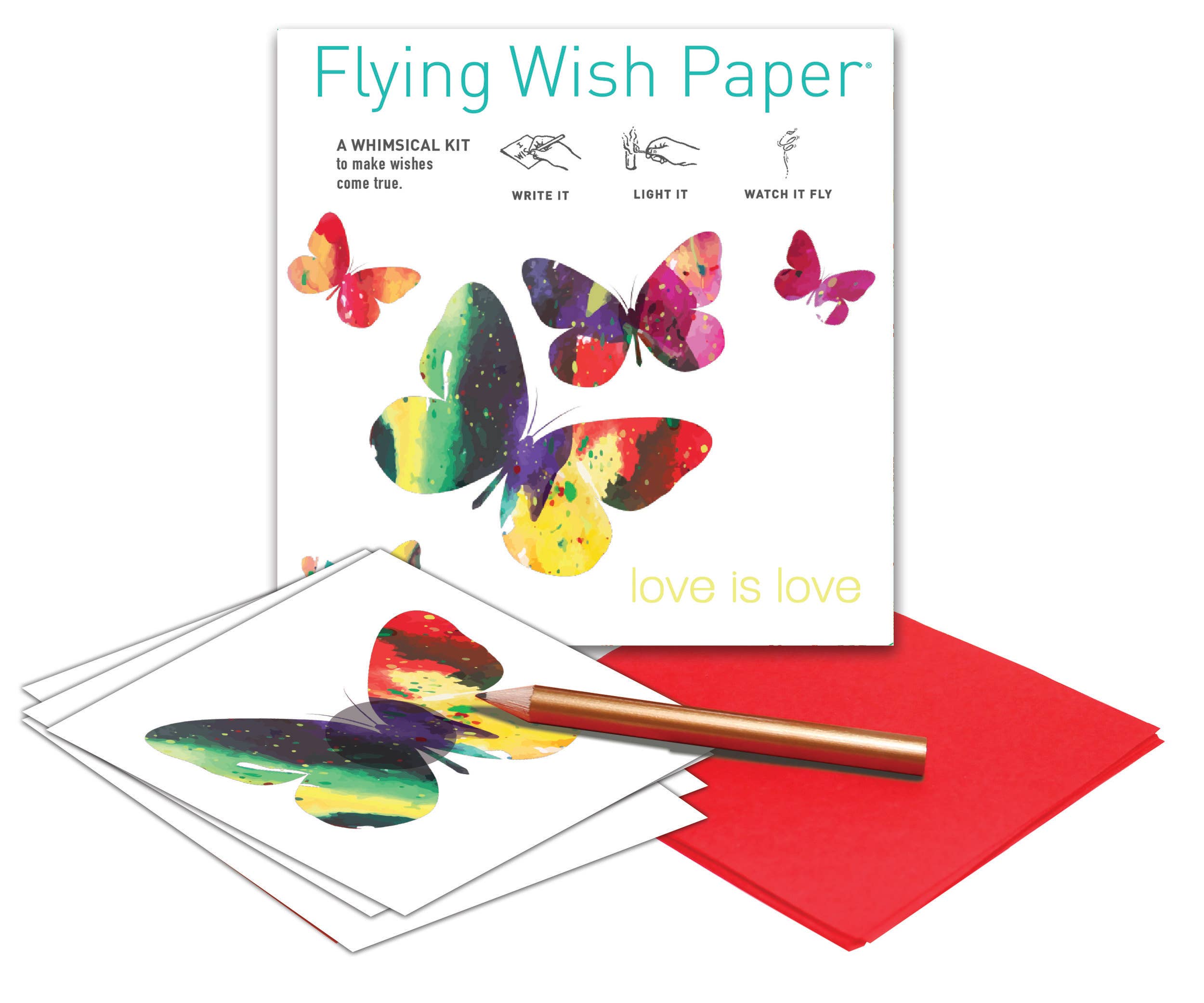 FLYING WISH PAPER ® - Wholesale Love card - LOVE IS LOVE – Mindfulness Wish-Making Kit & Holiday Gifts1
