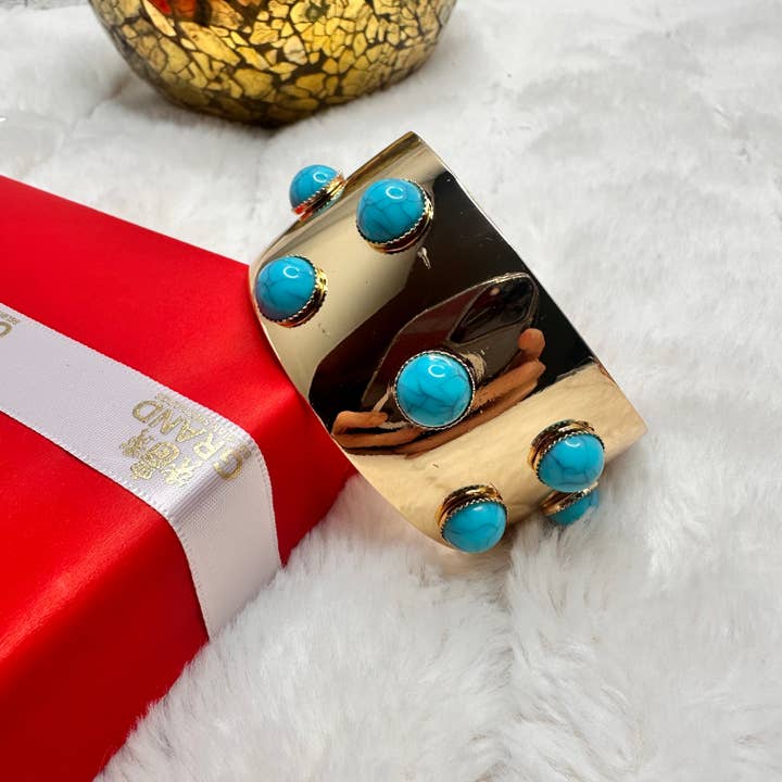 Open Cuff Wide Metal Bracelet with Details | Erika Williner Designs for wholesale by Erika Williner Designs