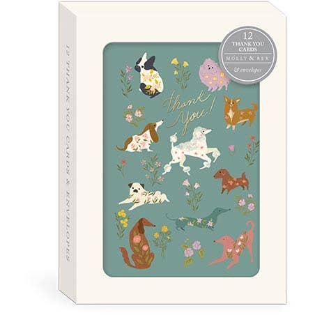 Punch Studio - Wholesale Stationery/Notecard Set - 12 CT BOXED NOTE CARDS FLOWER PETS DOGS