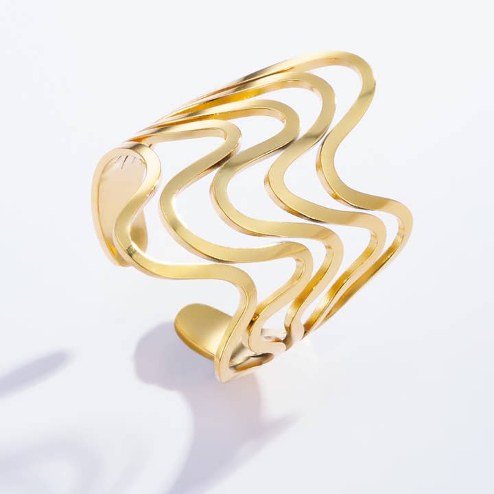 BYREN | ÉLINE L'ATELIER - Wholesale Band/Stacked Ring - 424YC24 stainless steel wave ring2