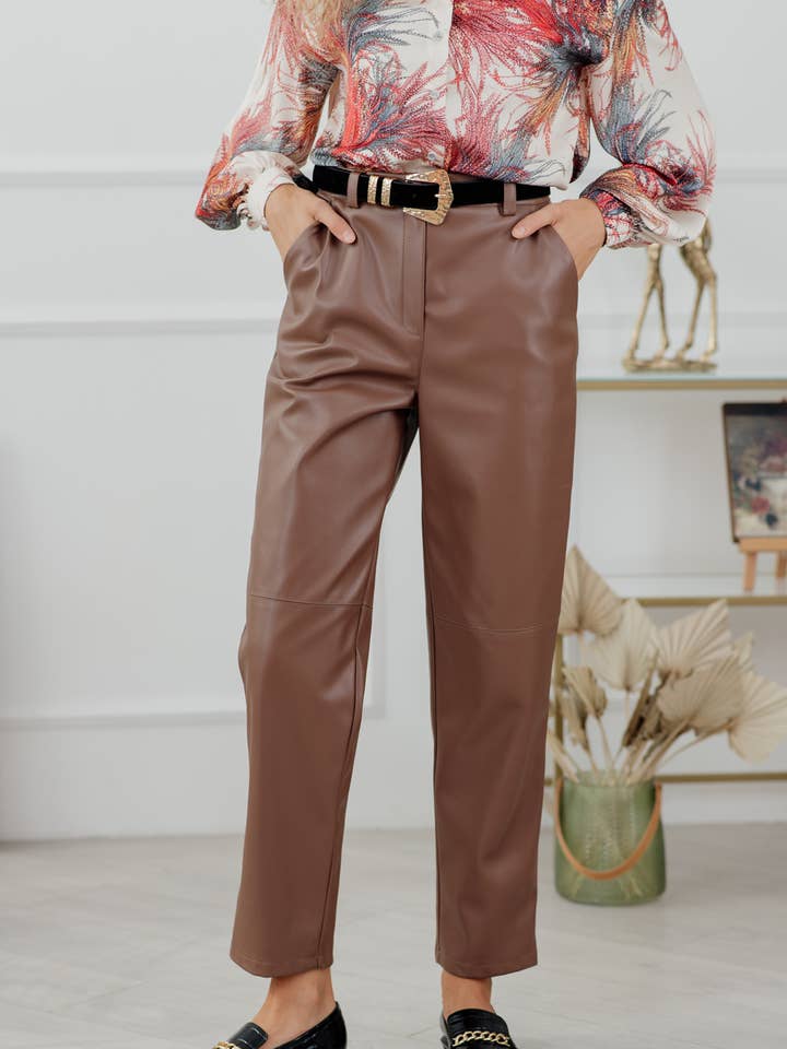 Pantalón holgado de piel ecológica para venta al por mayor de Azuri