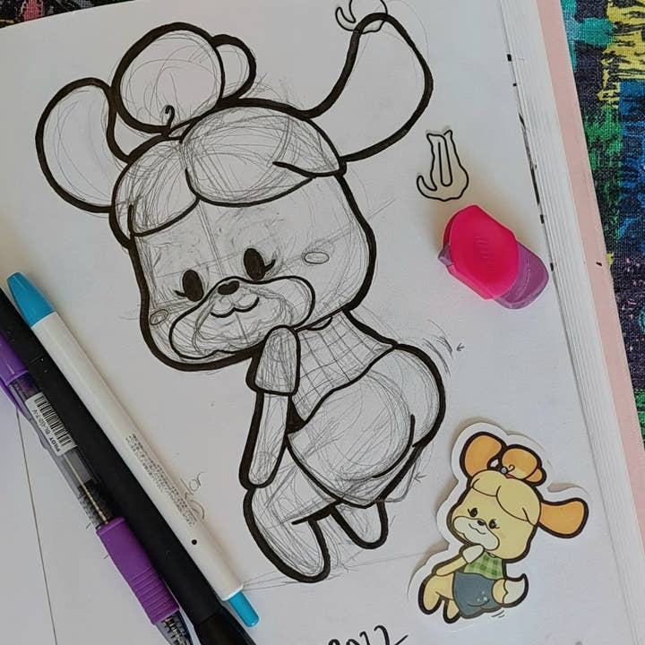 Glitter Ghost Clothing and Accessories - Wholesale Sticker - Fanart - Animal Crossing - Isabelle - 3 inch Sticker1