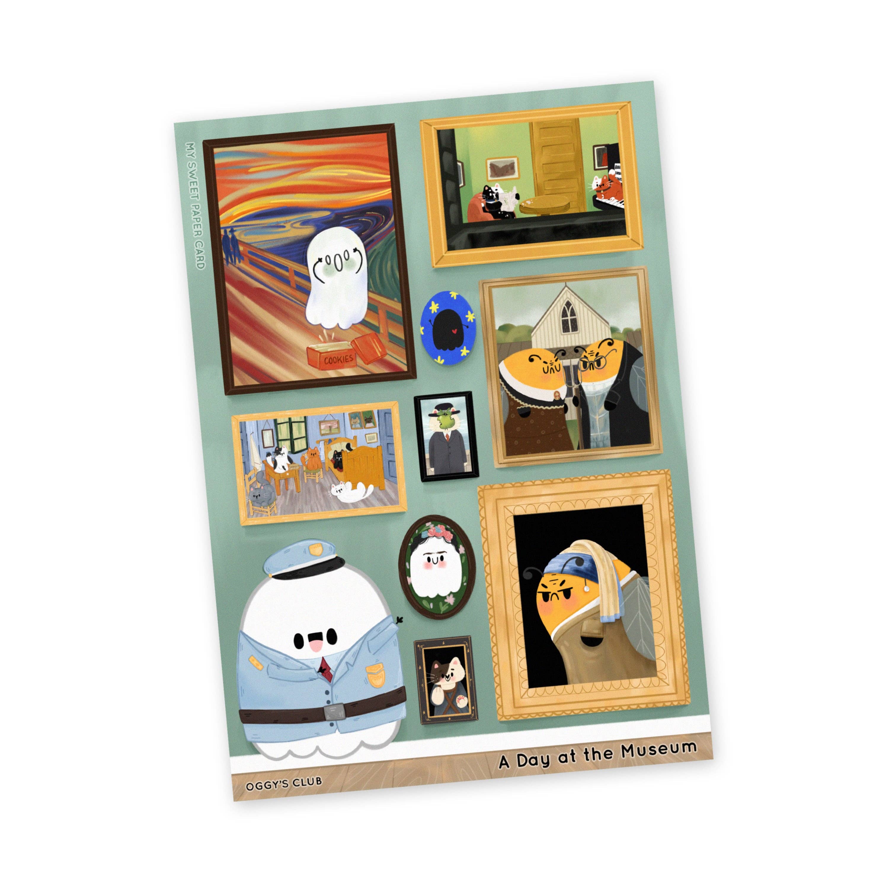 My Sweet Paper Card - Vendita all'ingrosso Adesivo - Oggy's Club - Giorno al museo - Foglio di adesivi0