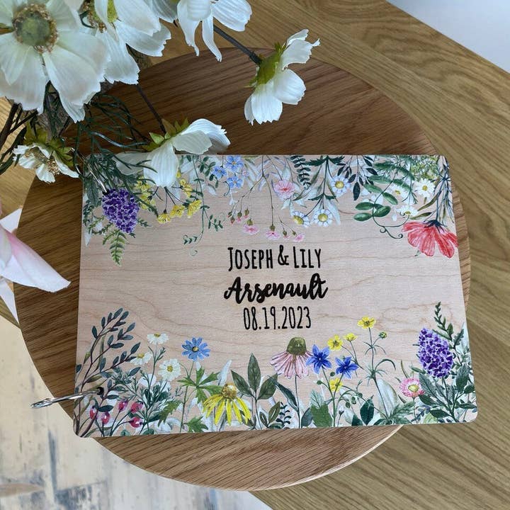 Cherish Deal - Venta al por mayor Libro de visitas - Álbum de Boda de Madera Floral – Libro de Recuerdos de Invitados Personalizado2