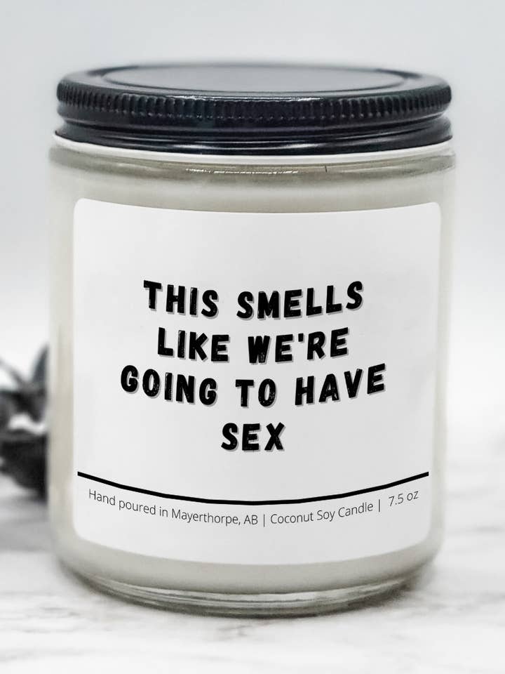 Smells Like Sex - Funny, Rude, Sweary Candle, Naughty Wicker for wholesale by Dark Horse Handcrafted