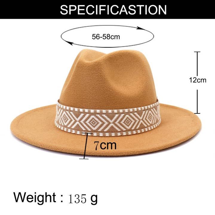 Suzie Q USA - Wholesale Fedora - Women's - Aztec Belt Retro Flat Fedora Hat30