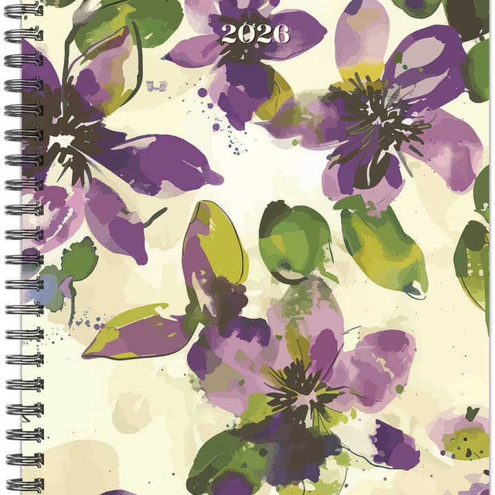 Watercolor Floral 2026 6.5" x 8.5" Weekly Monthly Softcover Planner for wholesale by Willow Creek Press & Gifts