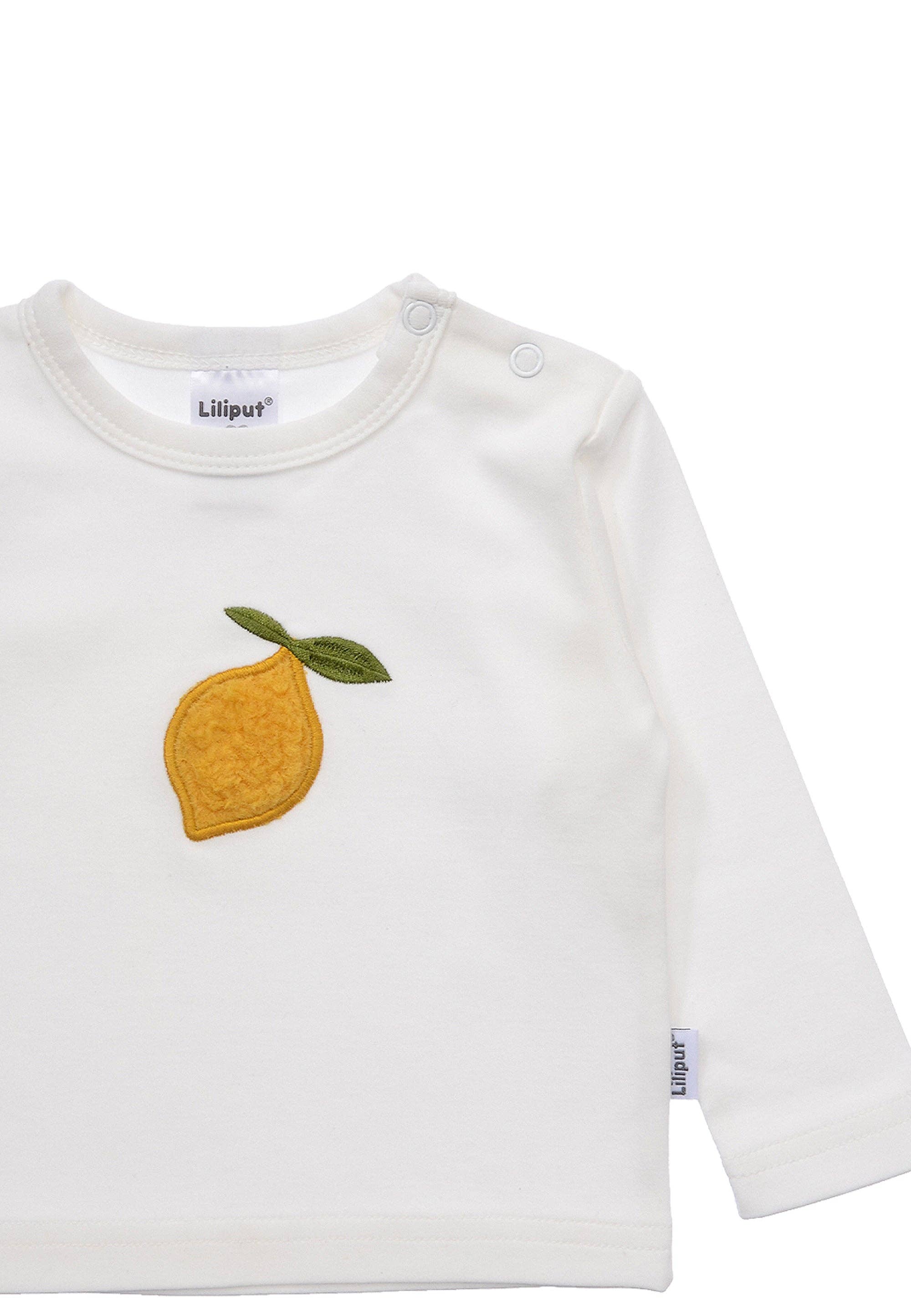 Liliput – Großhandel T-Shirt – Baby – Langarmshirt in weiß mit niedlichem Zitronen Patch3