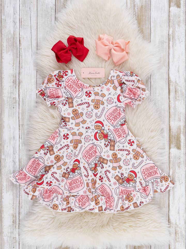 Gingerbread Spice & Everything Nice Ruffle Dress for wholesale by Marie Nicole Clothing