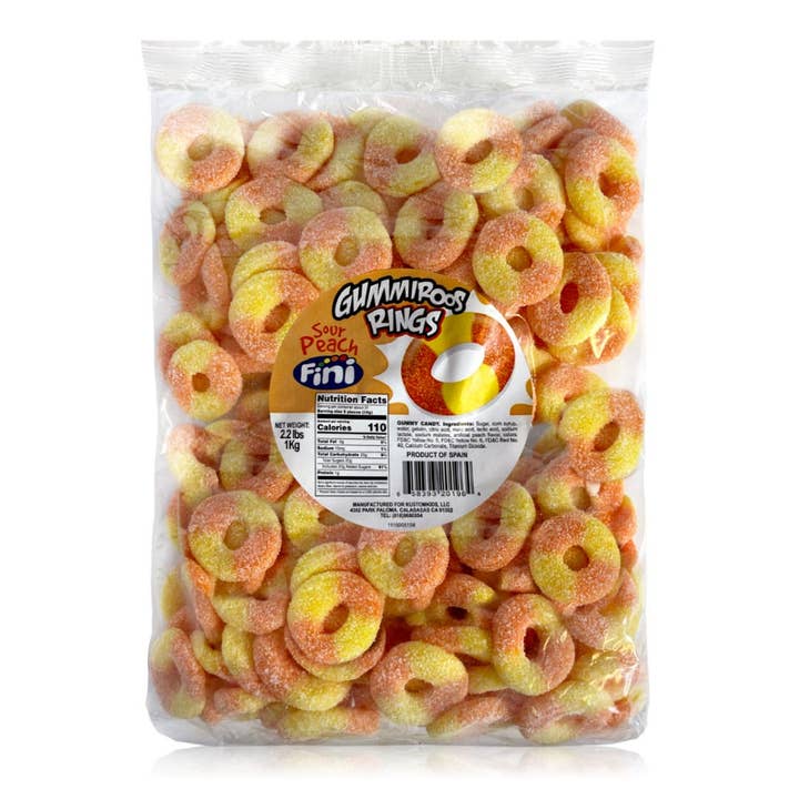 First Choice Candy - Wholesale Gummy - Fini Sour Peach Ring Gummy 2.2 LB Bag