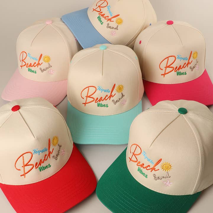 BEACH TEQUILA SAND VIBES Two-Tone Trucker Hat for wholesale by Fashion City