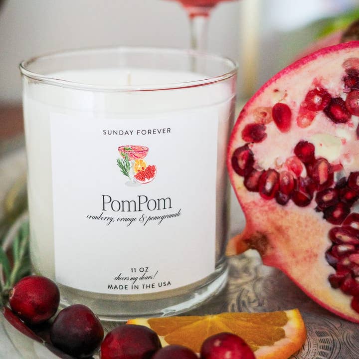 Pom Pom Luxury Candle with Pomegranate & Mandarin for wholesale by Sunday Forever