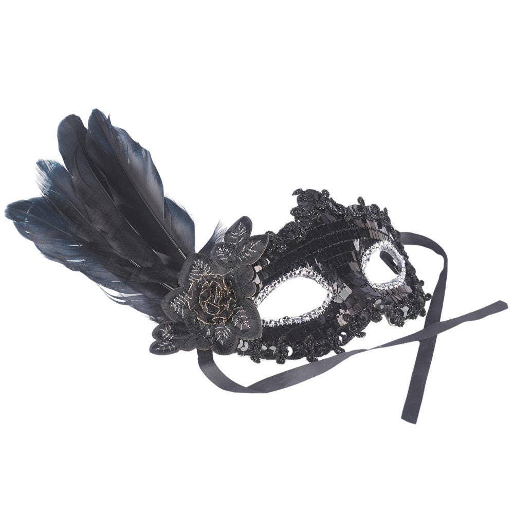 Factory Direct Craft - Vente Déguisement – femme - Masque Demi-Visage à Paillettes et Plumes - Choisir la Couleur6