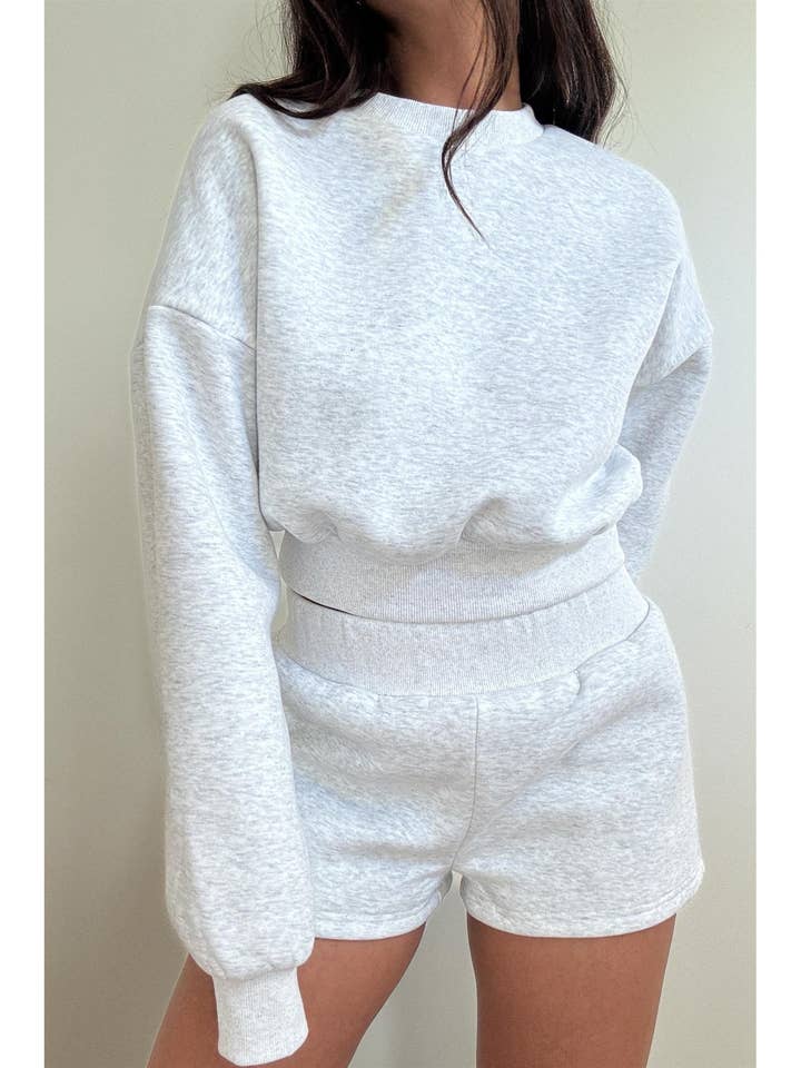 Terry Crop Sweater Top W/ Shorts for wholesale by Et Clet