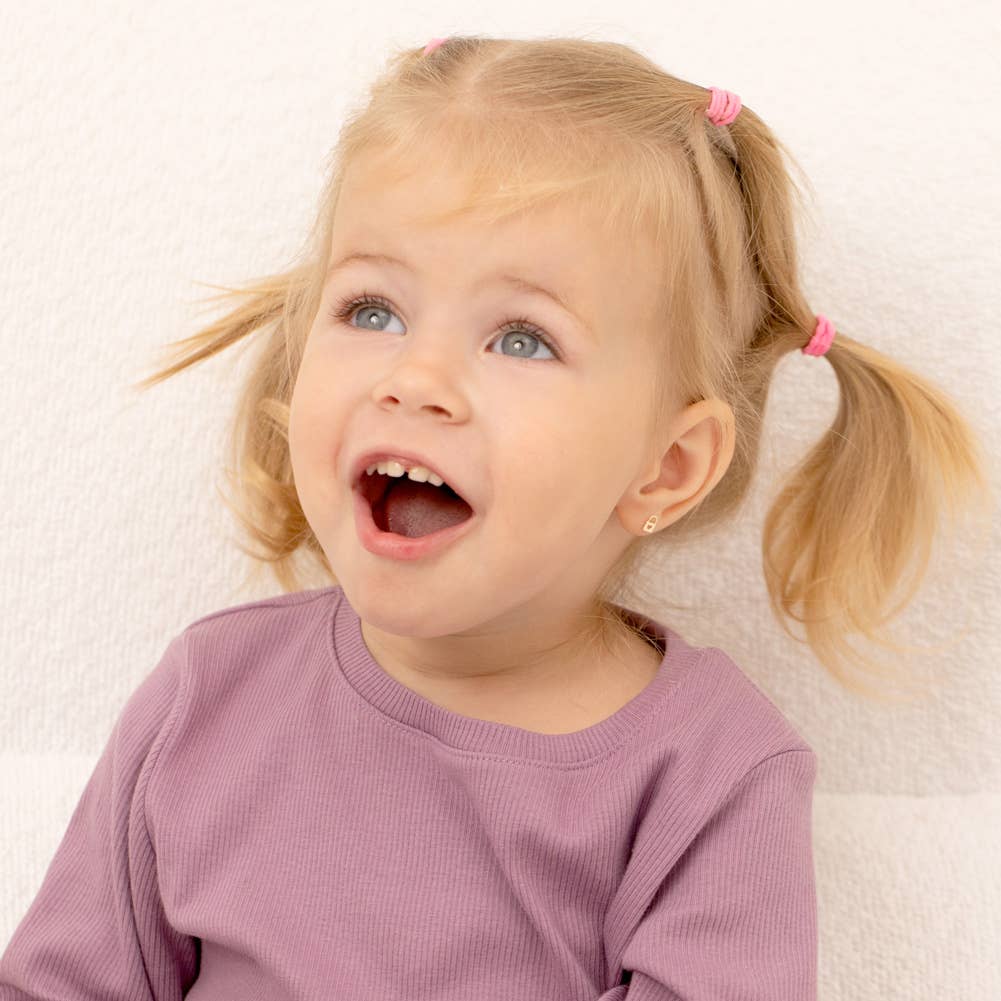 In Season Jewelry – wholesale Earrings – Kids – 14k Gold Heart Lock Kids / Children's / Girls Earrings1