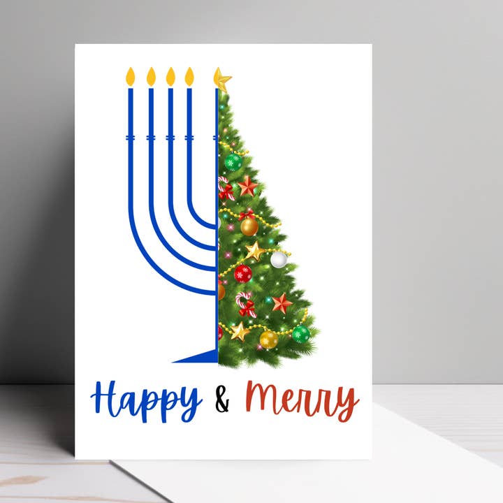 Happy & Merry Card | Hanukkah and Christmas Greeting for wholesale by By Megan