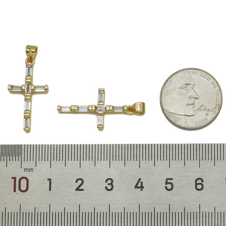 BestBeads&Beyond - Wholesale Individual Charm/Pendant - CZ Cross Charm, Sku#JL94