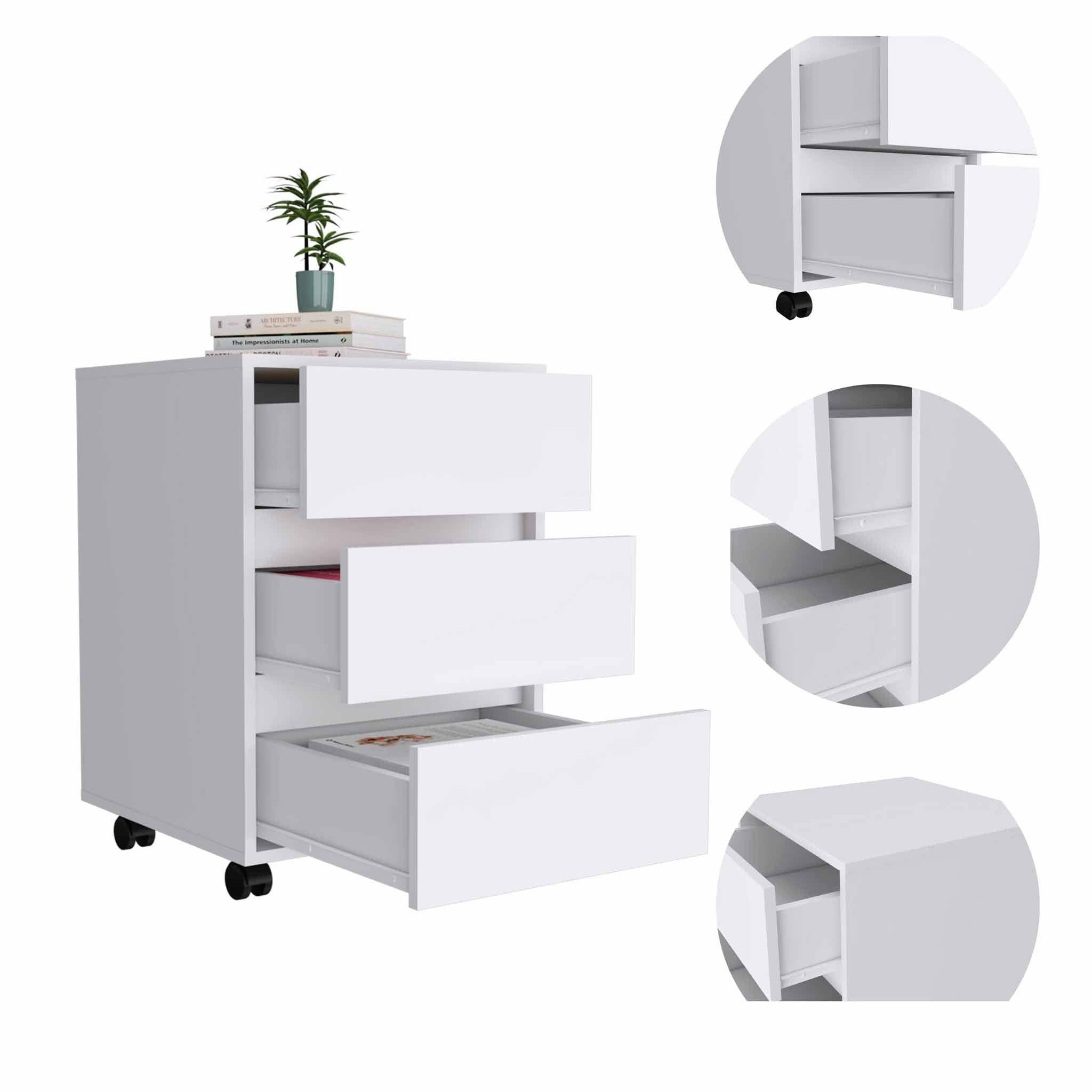 TUHOME FURNITURE - Wholesale Cabinet - Artemisa 3 Drawer Filing Cabinet, Four Casters5