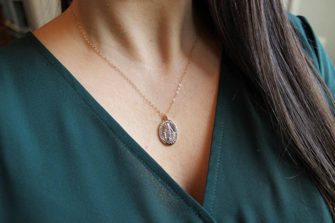 Laalee Jewelry - Wholesale Halskettinghanger - Grote gouden ketting met Maagd Maria hanger, religieuze sieraden6