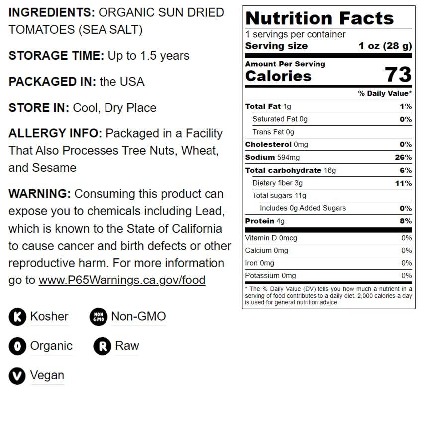 Food To Live - Wholesale Dried/Dehydrated Vegetables - Organic Sun-Dried Tomatoes – Salted, Raw, Unsulfured, Bulk2