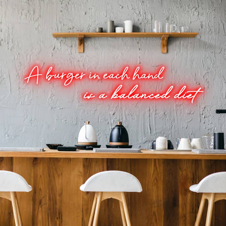NexGenow - Wholesale Neon sign - Burger Balanced Diet - Neon Sign - Burger Neon9
