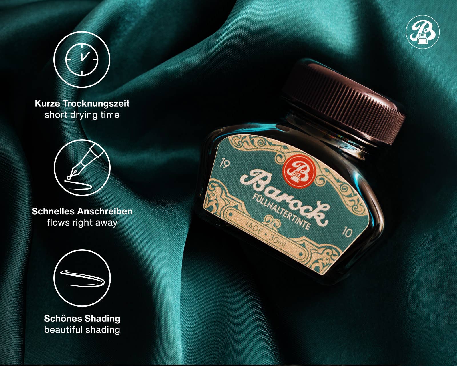 Octopus Concept GmbH – Großhandel Schreibtinte – Barock 1910 Schreibtinte Jade 30 ml1