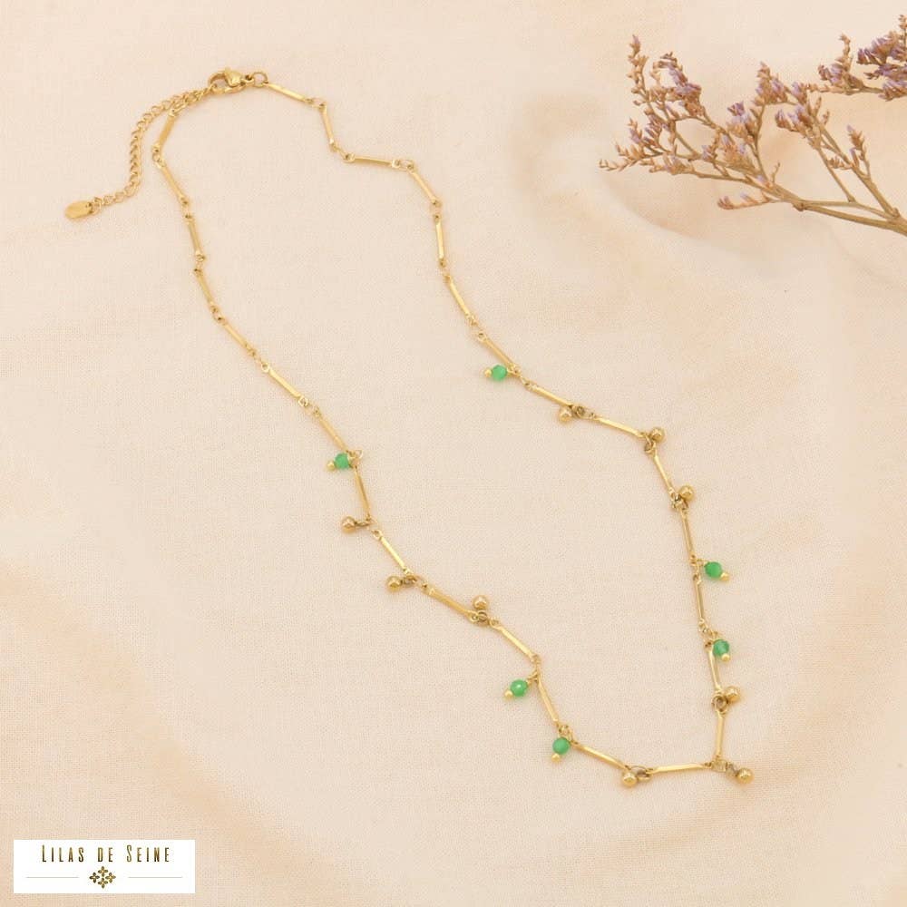 Lilas de Seine - Wholesale Pendant/Charm Necklace - Stainless steel bead charm necklace stone 01240732