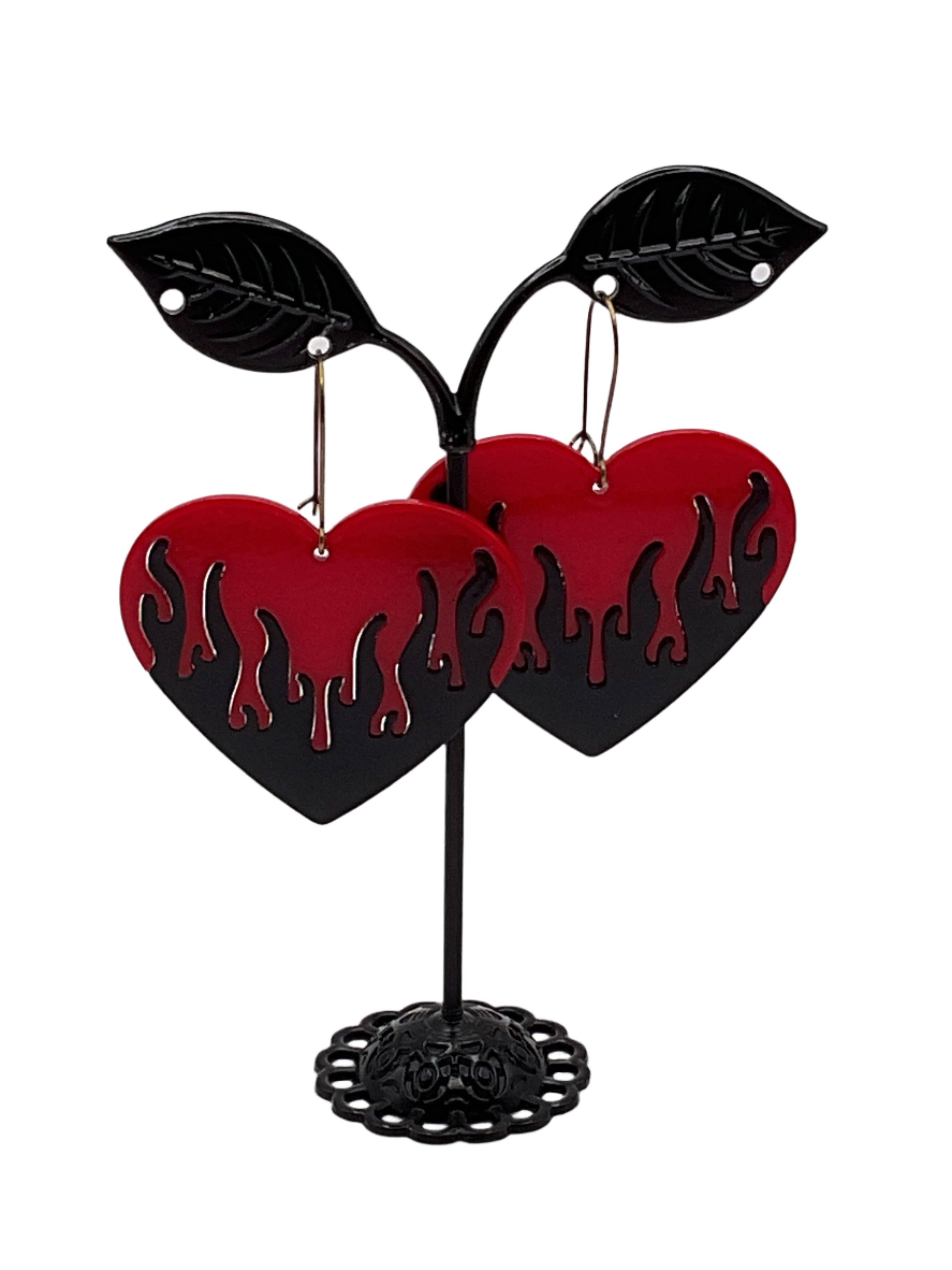 S and E Hobbies and Collectables - Wholesale Dangle Earrings - Flaming Heart Earrings2