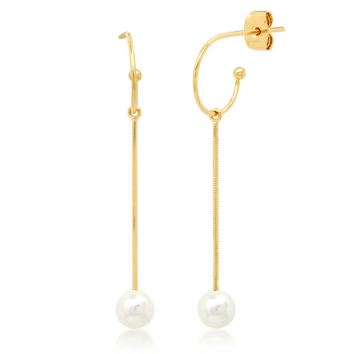 Boucles d'oreilles pendantes avec accent de perle d'eau douce pour la vente par Tai Jewelry