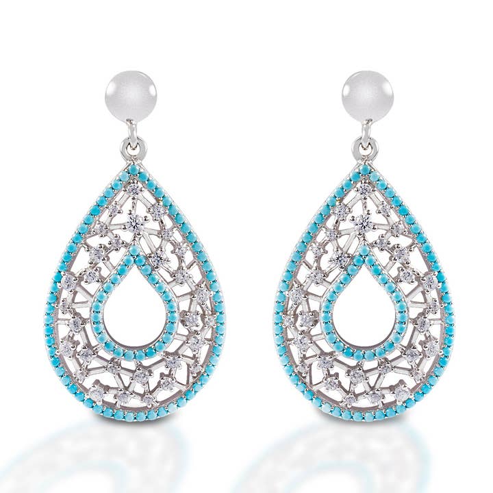 Brincos em forma de lágrima transparente Kelly Herd Prata de 1ª Lei por atacado de Kelly Herd Jewelry